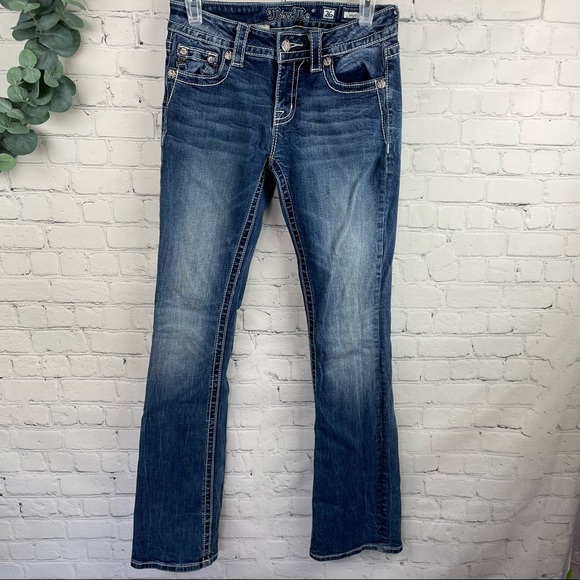 MISS ME Boot Jeans Style M3039B Aztec Embellished Size 26 - Picture 3 of 7